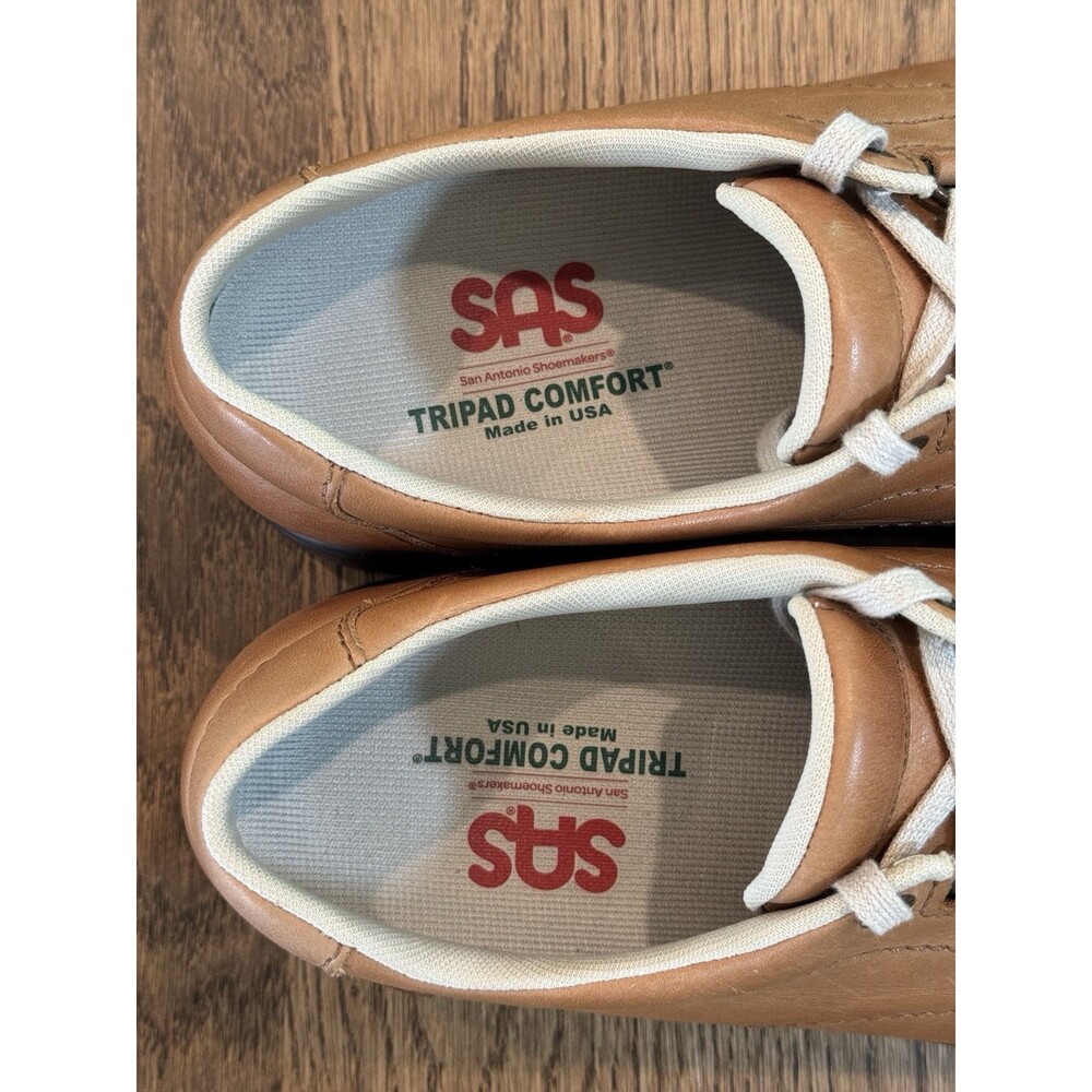 SAS Bout Time Lux Leather Lace Up Loafers Men’s 9WW Hazel Brown TriPad Comfort - Picture 7 of 10